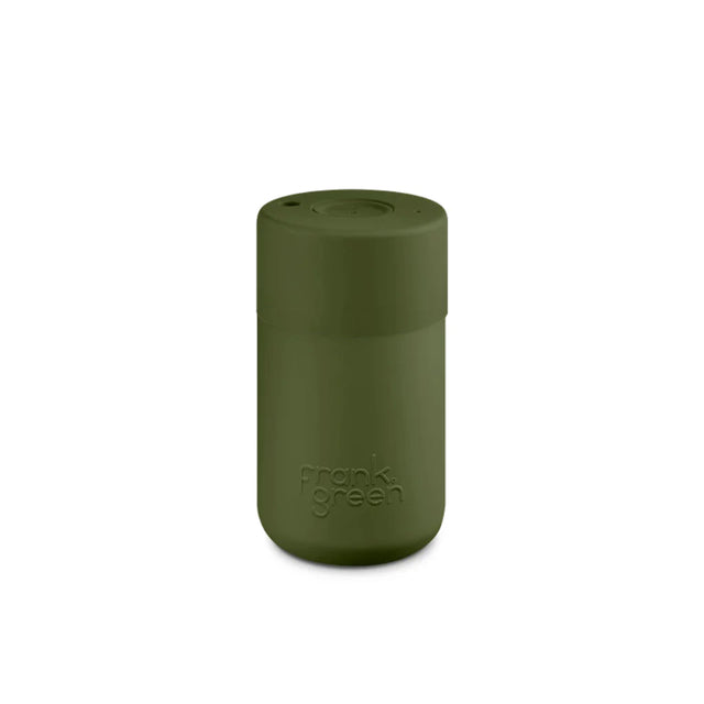 Frank Green 12oz/340ml Ceramic Reusable Cup with Button Lid - Khaki | Redber Coffee