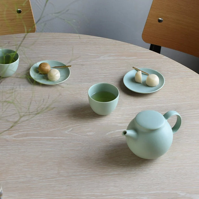 Kinto Pebble Cup And Saucer Moss Green