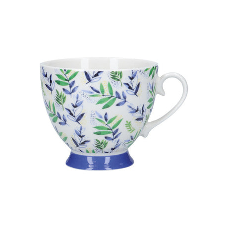 KitchenCraft China 400ml Footed Mugs - Leafy Lemon