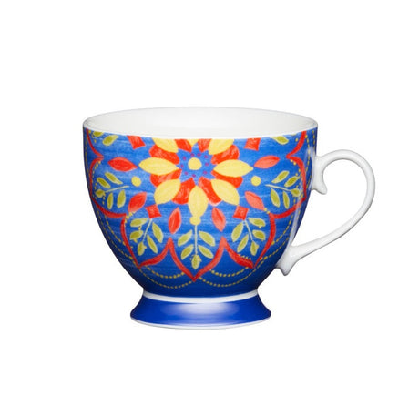 KitchenCraft China 400ml Footed Mugs - Morrocan Blue