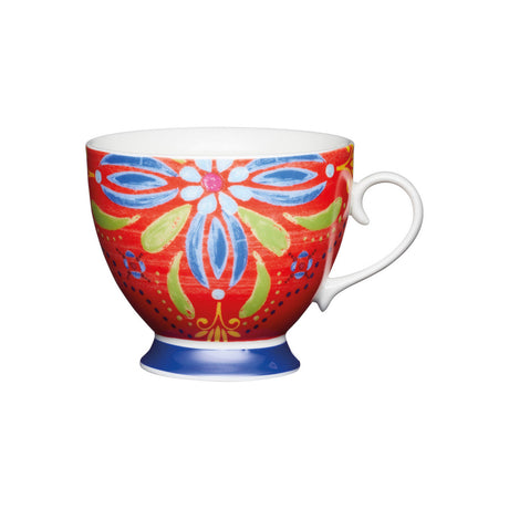 KitchenCraft China 400ml Footed Mugs - Morrocan Red