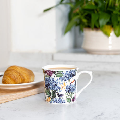 KitchenCraft Fluted Fine Bone China Country Floral Mug