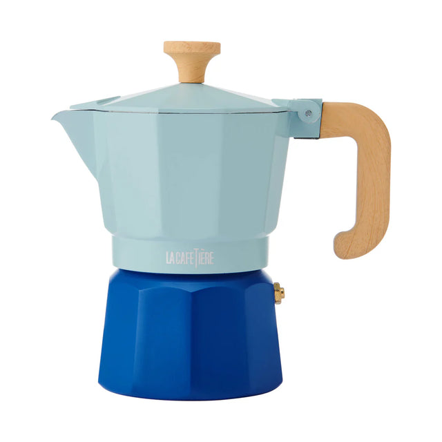 La Cafetière Venice 3 Cup Espresso Maker- Aluminium, Sky Blue, Two Tone