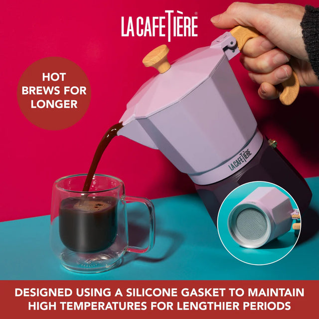 La Cafetière Venice Aluminium Stovetop Espresso Maker 6 Cup - Purple