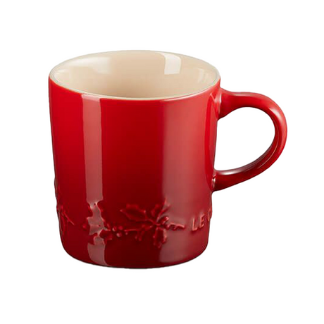 Le Creuset Stoneware Holly 200ml Cappuccino Mug - Cerise I Redber Coffee