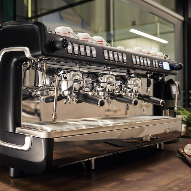 La Cimbali M26 TE RE espresso machine, ideal for high-volume cafés and restaurants. Features ThermoDrive Technology, an intuitive display, energy-saving mode, and is available in White, Black, and Green Machine finishes. Perfect for consistent, barista-quality coffee with Italian craftsmanship and advanced functionality.