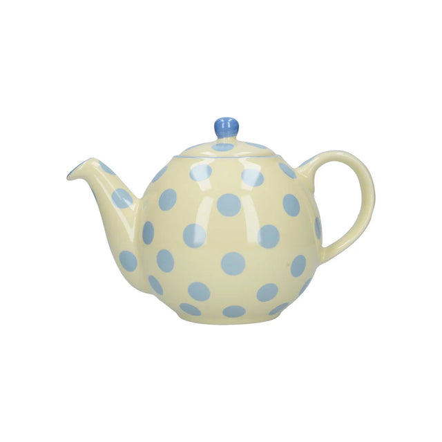 London Pottery Globe 4 Cup Teapot Ivory With Blue Spots