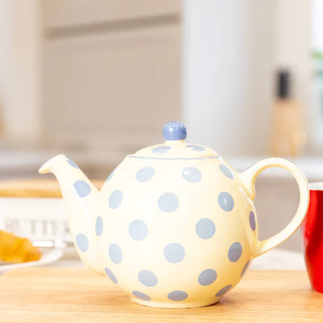 London Pottery Globe 4 Cup Teapot Ivory With Blue Spots Lifestyle