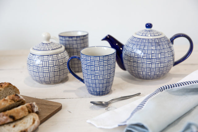 London Pottery, London Pottery Set of 4 Tulip Mugs - Blue, Redber Coffee