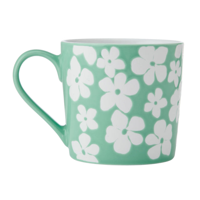 Mikasa Wax Resist Green Flower Mug, 360ml