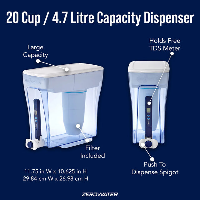 ZeroWater 20-Cup 4.7L Dispenser - White ZD-020, Redber Coffee