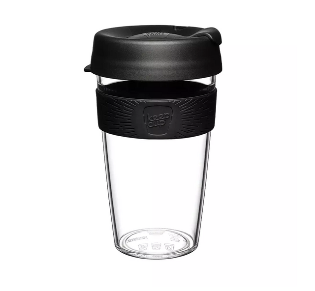 KeepCup Press Fit Original Clear Plastic Reusable Coffee Cup L 16oz/454ml - Black| Redber Coffee  