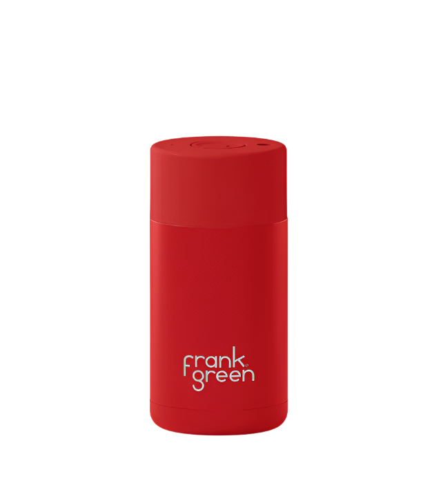 Frank Green 12oz/340ml Ceramic Reusable Cup with Button Lid - Atomic Red | Redber Coffee