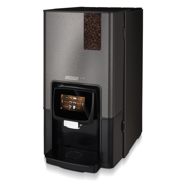 Bravilor Bonamat SEGO 12 Bean to Cup Coffee Machine with compact design and versatile drink options, including espresso, cappuccino, and hot chocolate I Redber