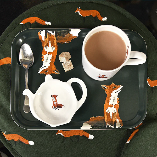 Sophie Allport Foxes Tea Bag Tidy (Gift Boxed) on breakfast tray