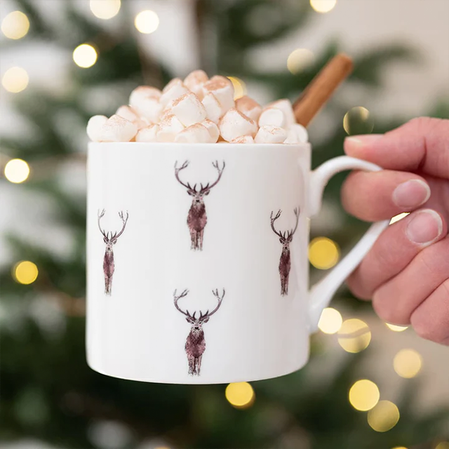 Sophie Allport Highland Stag Mug Large - 425ml (Gift Boxed) hot chocolate, autumnal hot drinks