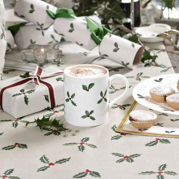 Sophie Allport Holly & Berry Mug - 425ml (Gift Boxed), Christmas table setting 