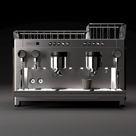 Iberital Tandem Espresso Machine, featuring its sleek design and professional-grade components, ideal for modern cafés and restaurants I Redber