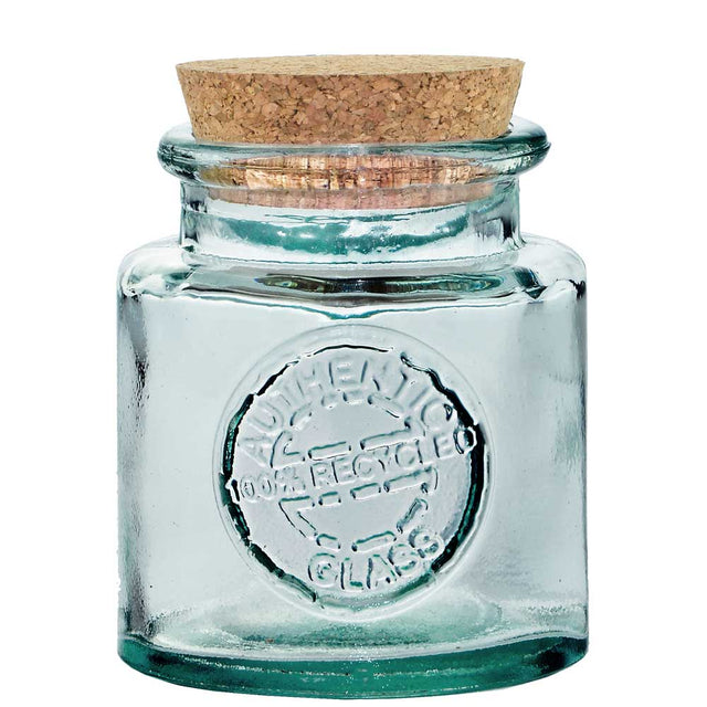 Tarro Recycled Glass 800ml Round Storage Jar with Cork Lid 800ml