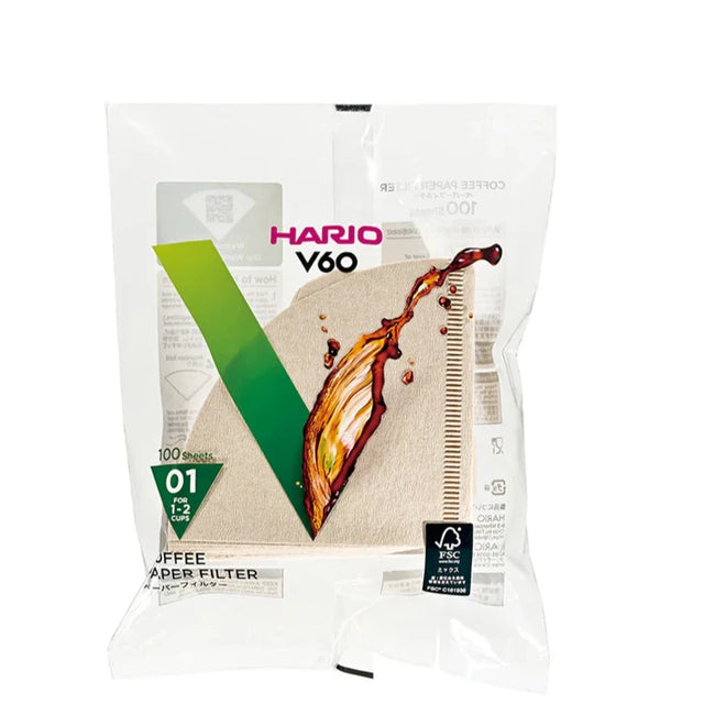 Hario V60 Coffee 100pcs Filter Papers Size 01 - Brown