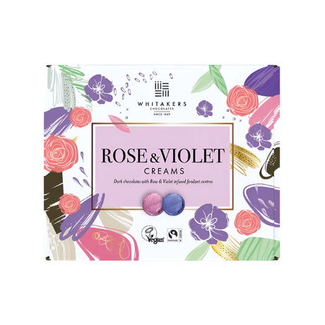 Whitakers Dark Chocolate Rose & Violet Fondant Creams 200g
 200g, Redber Coffee