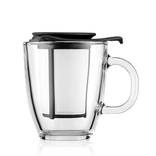 Bodum YO-YO Glass Mug with Tea Strainer (0.35 L/12 oz) - Black