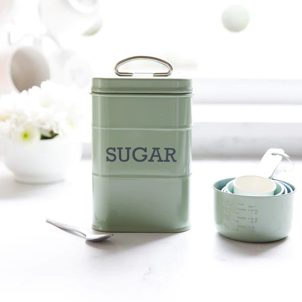 Living Nostalgia Metal Sugar Canister - English Sage Green Redber Coffee Roasters