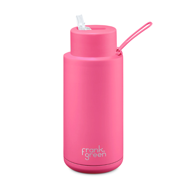 Frank Green 34oz/1005ml Ceramic Reusable Bottle - Neon Pink