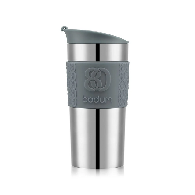 Bodum Travel Mug, Stainless Steel, 0.35 l, 12 oz - Grey I Redber