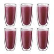 Bodum, Bodum Pavina Set of 6 Double Wall Large Glasses, 0.45 l, 15 oz, Redber Coffee