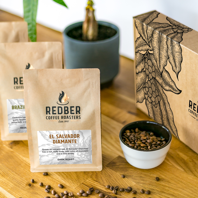 Redber, BEAN TO CUP Coffee Gift Box 3 x 250g & Personalised Gift card, Redber Coffee