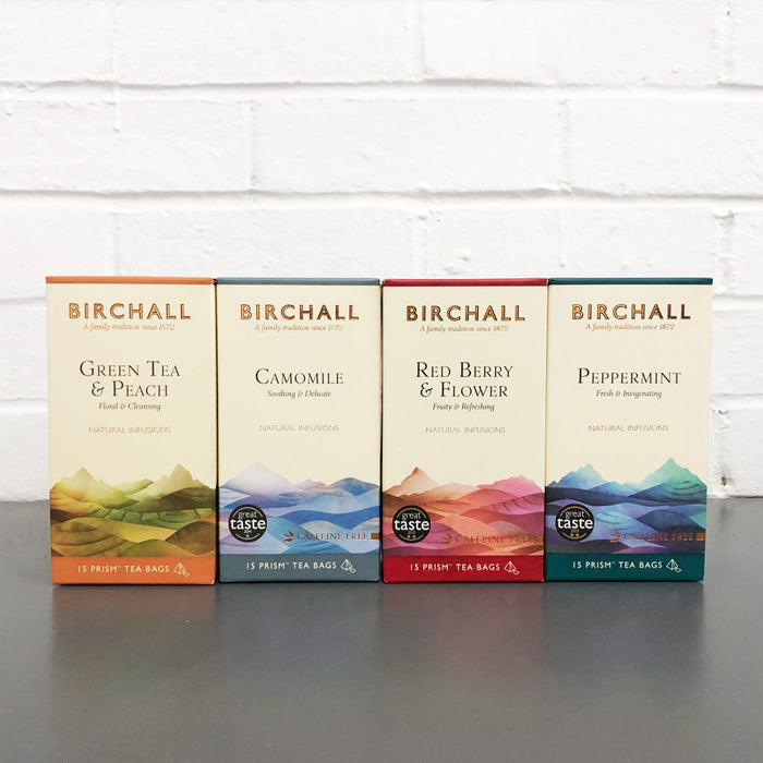 Birchall, Birchall Tea in Prism Bags 4 Boxes of 15pcs - Green Tea, Camomile, Peppermint & Red Berry  Auto renew, Redber Coffee