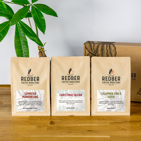 Redber, CHRISTMAS Coffee Gift Box 3 x 250g & Personalised Gift card, Redber Coffee