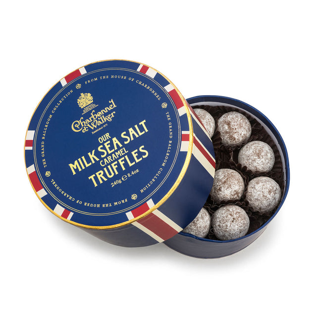 Charbonnel Et Walker, Charbonnel Et Walker Union Jack Milk Chocolate Sea Salt Caramel Truffles - 240g, Redber Coffee