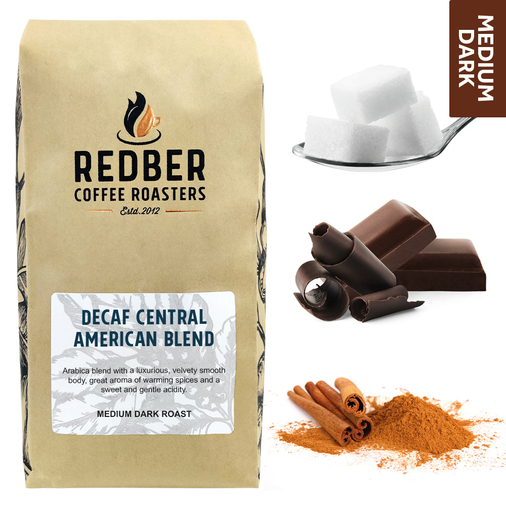 Redber, CENTRAL AMERICAN DECAF BLEND -  Medium-Dark Roast Coffee, Redber Coffee