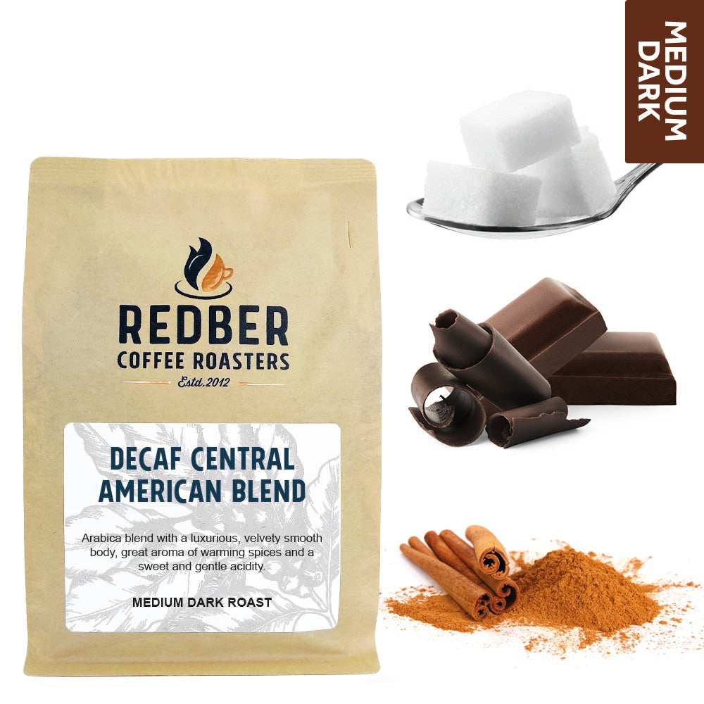 Redber, CENTRAL AMERICAN DECAF BLEND -  Medium-Dark Roast Coffee, Redber Coffee