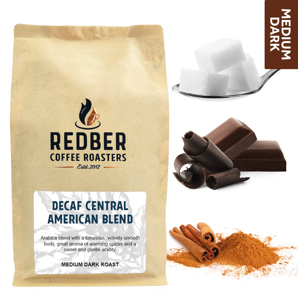 Redber, CENTRAL AMERICAN DECAF BLEND -  Medium-Dark Roast Coffee, Redber Coffee