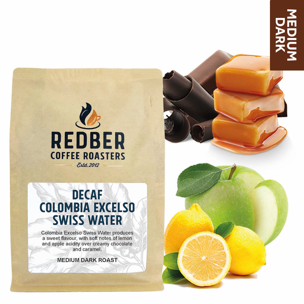 Redber, DECAF COLOMBIA EXCELSO SWISS WATER - Medium-Dark Roast, Redber Coffee