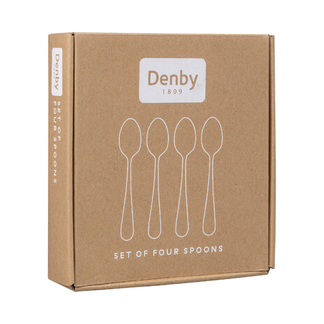 Denby, Denby Halo Brew 4 Piece Stainless Steel Teaspoon Set - Black, Redber Coffee