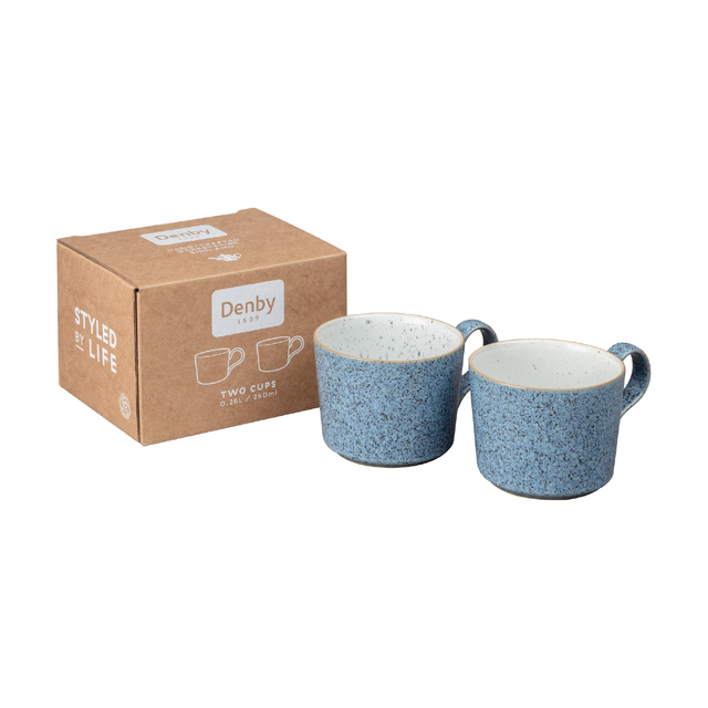 Denby, Denby Studio Blue Brew Tea/Coffee Cup Set Of 2, Redber Coffee