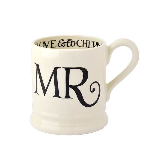 Emma Bridgewater, Emma Bridgewater Black Toast 'Mr & Mrs' Set of 2 Mugs - 1/2 Pint, Redber Coffee