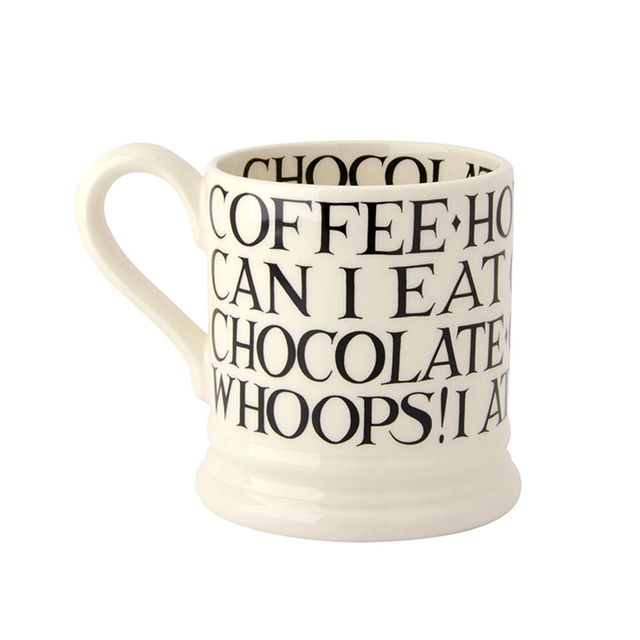 Emma Bridgewater, Emma Bridgewater B&W Toast All Over Writing Mug - 1/2 Pint, Redber Coffee