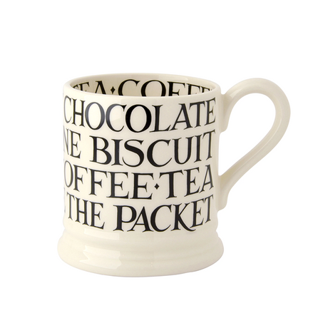 Emma Bridgewater, Emma Bridgewater B&W Toast All Over Writing Mug - 1/2 Pint, Redber Coffee