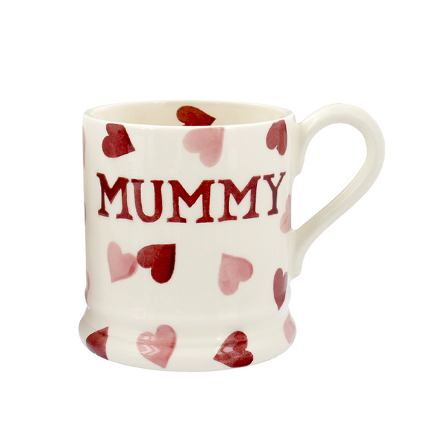 Emma Bridgewater, Emma Bridgewater Pink Hearts Mummy Mug - 1/2 Pint, Redber Coffee