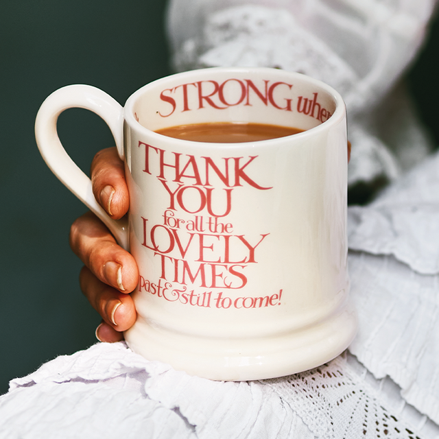 Emma Bridgewater, Emma Bridgewater Pink Toast Soul Sisters Mug - 1/2 Pint, Redber Coffee