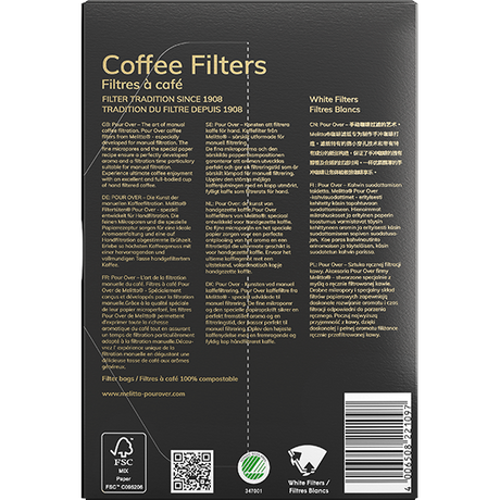 Melitta, Melitta Pour Over Filter Papers (Size 1x4 - 40 pack), Redber Coffee