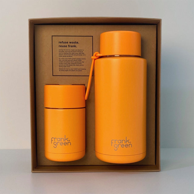 Frank Green, Frank Green My Eco Ceramic Cup Gift Set - Neon Orange, Redber Coffee