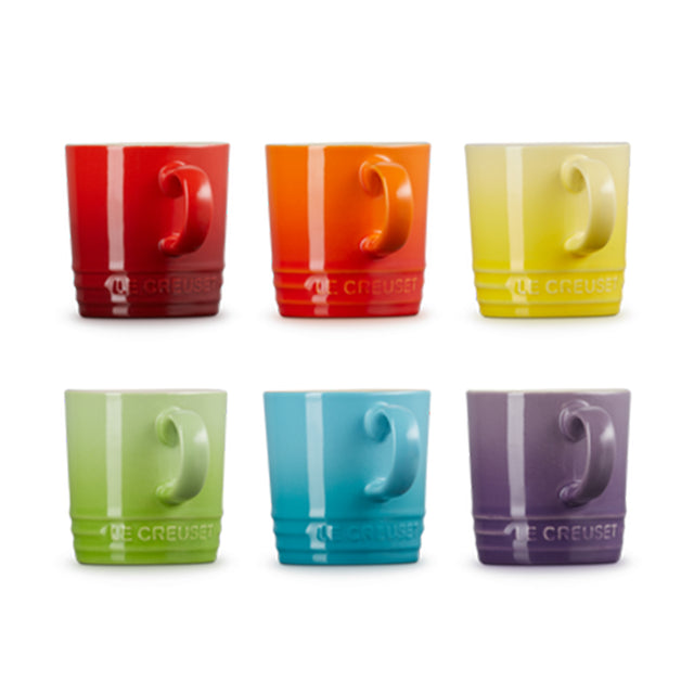 Le Creuset, Le Creuset Stoneware Rainbow Set of 6 Espresso Mugs, Redber Coffee