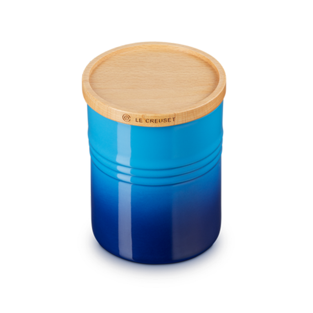 Le Creuset Stoneware Medium Storage Jar with Wooden Lid - Azure Blue