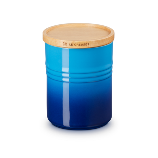 Le Creuset Stoneware Medium Storage Jar with Wooden Lid - Azure Blue